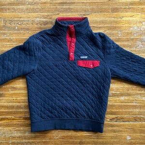 Patagonia Dark Blue Quilted Pullover with Crimson Details